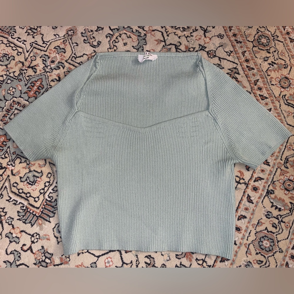 Teal knitted crop top